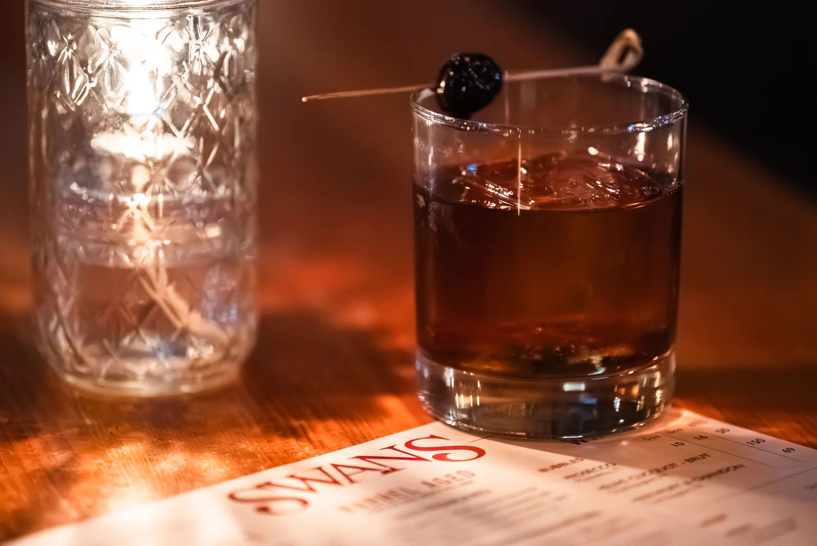 A cocktail set on the Swan's menu